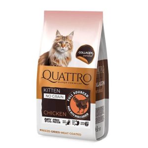 QUATTRO 1,5 kg Chicken for Kittens (up to 12 months) visavertis sausas pašaras visų veislių kačiukams su vištiena (iki 12 mėnesių),