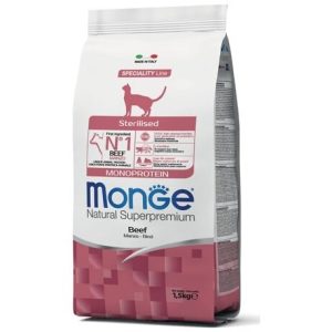 Sausas maistas sterilizuotoms katėms su jautiena, 1,5 kg, Monge Dry Cat Adult Sterilized Beef Monoprotein - papildoma nuotrauka 2