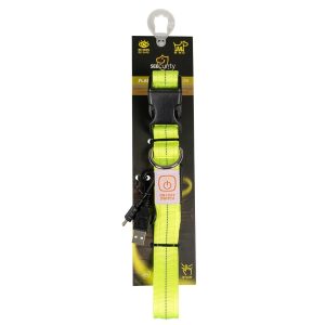 Šviečiantis ir šviesą atspindintis antkaklis šunims, SEECURITY, nailoninis, USB, geltonas, 50 cm - papildoma nuotrauka 3
