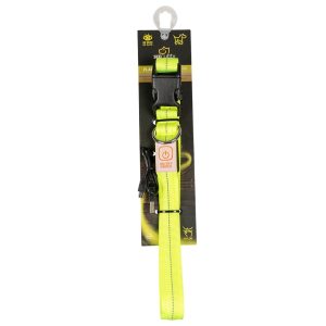 Šviečiantis ir šviesą atspindintis antkaklis šunims, SEECURITY, nailoninis, USB, geltonas, 70 cm - papildoma nuotrauka 2