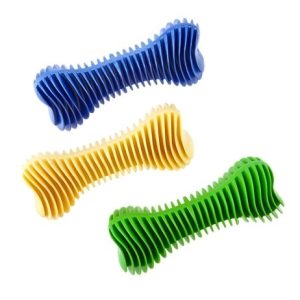 Žaislas šuniui - Guminis kvepiantis kaulas dantų priežiūrai, 14 cm, Dent-a-Chew Ribbed Bone Medium - papildoma nuotrauka 2