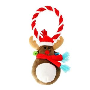 Žaislas šuniui - Kalėdų elnias su virvės žiedu, 18 cm - papildoma nuotrauka 2