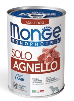 Monge Monoproteico Solo Agnello – Monoproteininiai konservai šunims su gryna ėriena, 400 g