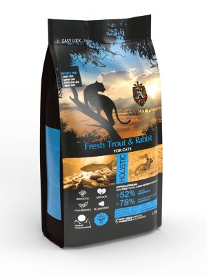 AMBROSIA begrūdis su šviežiu upėtakiu ir triušiena sausas maistas sterilizuotoms katėms, grain-free Sterilized Fresh Trout & Rabbit 5 kg