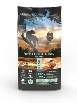 AMBROSIA begrūdis su šviežia antiena ir kalakutiena sausas maistas sterilizuotoms katėms, grain-free Sterilized Fresh Duck & Turkey 1,5 kg
