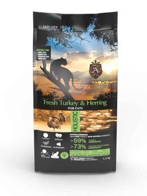 AMBROSIA begrūdis su šviežia kalakutiena ir silke sausas maistas sterilizuotoms katėms, grain-free Sterilized Fresh Turkey & Herring 1,5 kg